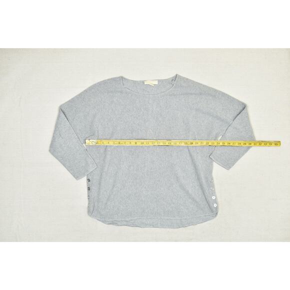Michael Kors Women's Gray Cotton Blend Sweater Plus Size 1X W/ Button Accents - Picture 3 of 8
